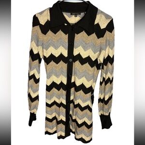 BCBGMAXAZRIA Womens Button Down  Front Tunic Sweater Top Size Medium